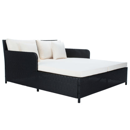 SAFAVIEH Fauteuil de jardin en osier Taniyah avec coussins - 135L x 71P x 157H (cm)