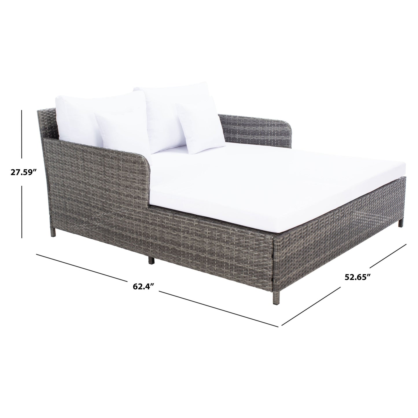 SAFAVIEH Fauteuil de jardin en osier Taniyah avec coussins - 135L x 71P x 157H (cm)