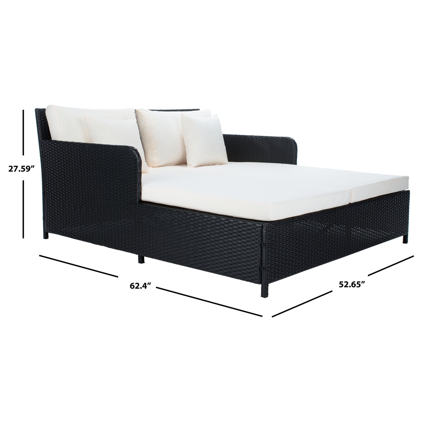 SAFAVIEH Fauteuil de jardin en osier Taniyah avec coussins - 135L x 71P x 157H (cm)