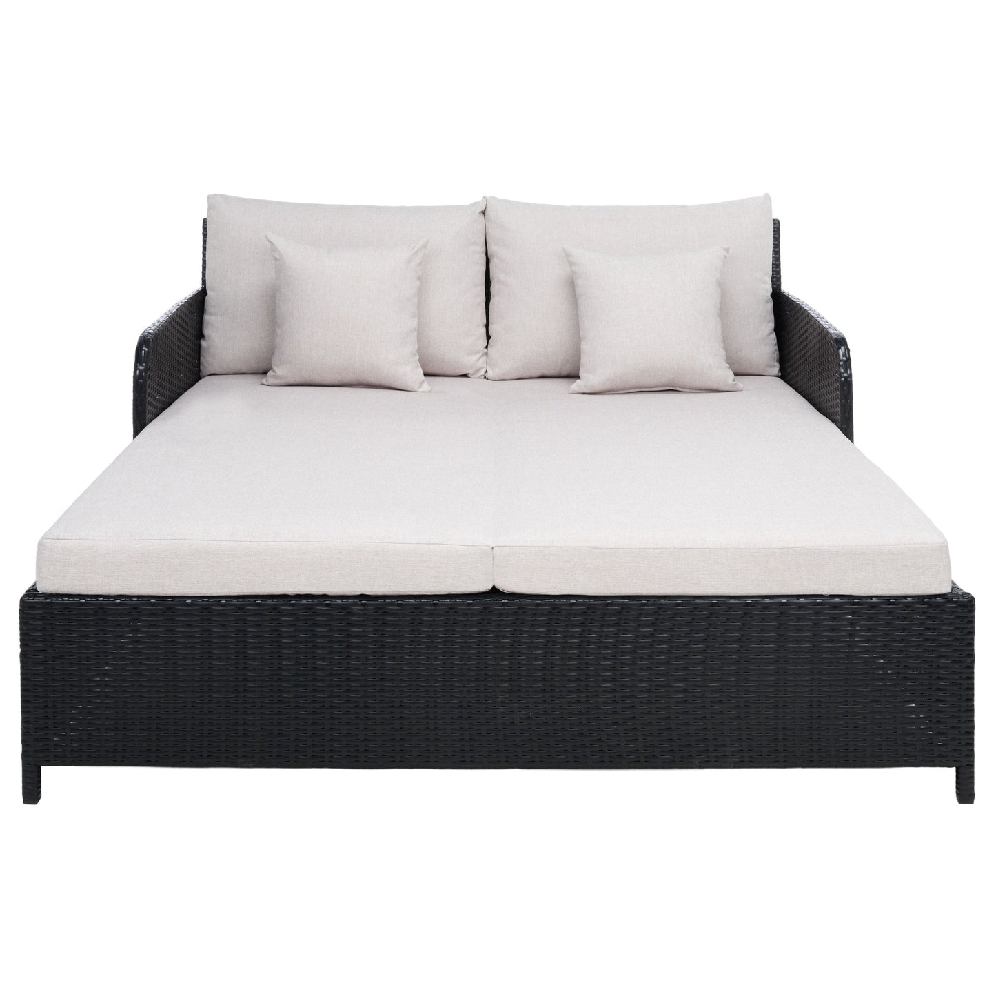 SAFAVIEH Fauteuil de jardin en osier Taniyah avec coussins - 135L x 71P x 157H (cm)