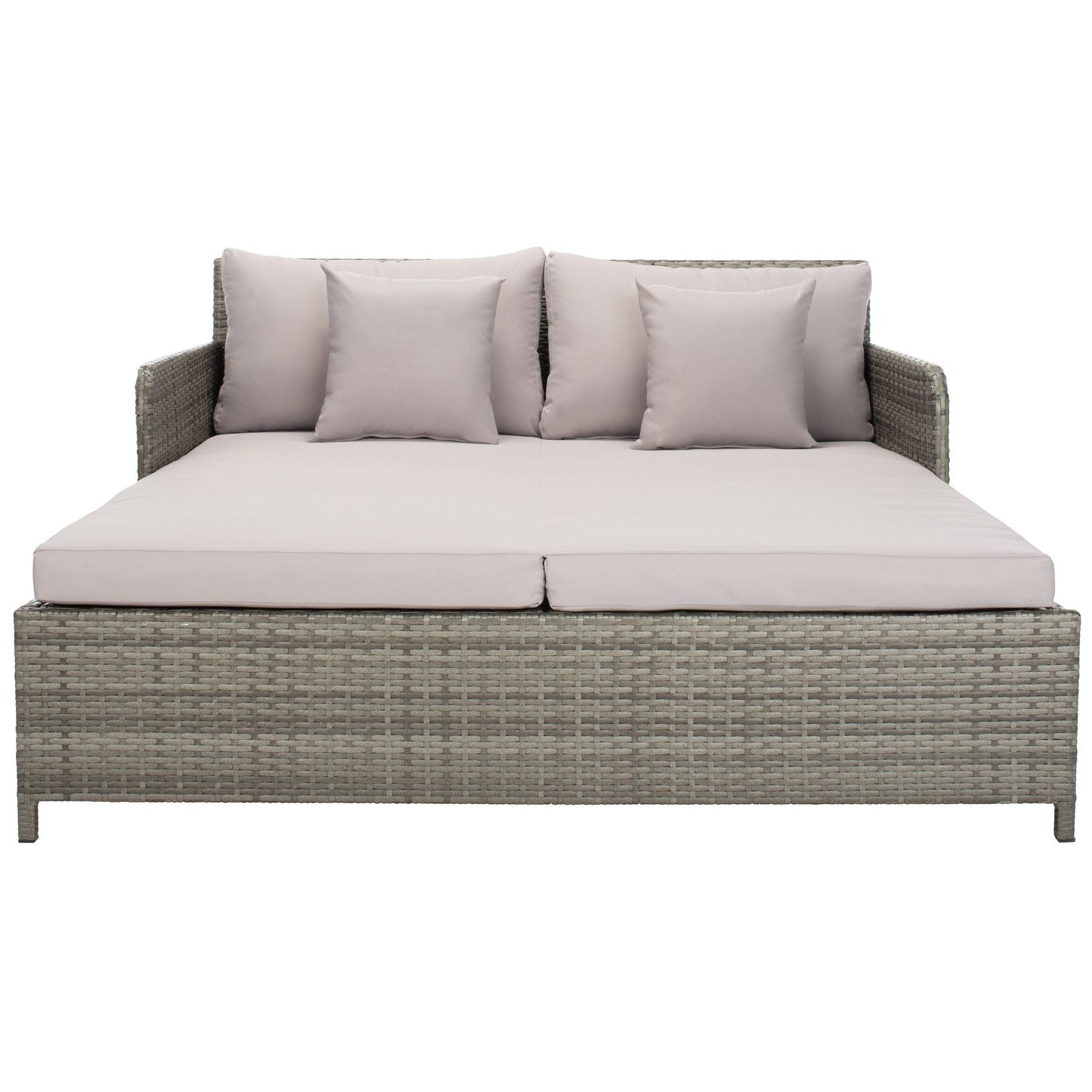 SAFAVIEH Fauteuil de jardin en osier Taniyah avec coussins - 135L x 71P x 157H (cm)