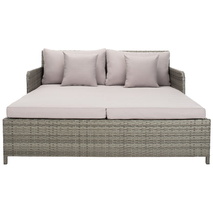 SAFAVIEH Fauteuil de jardin en osier Taniyah avec coussins - 135L x 71P x 157H (cm)