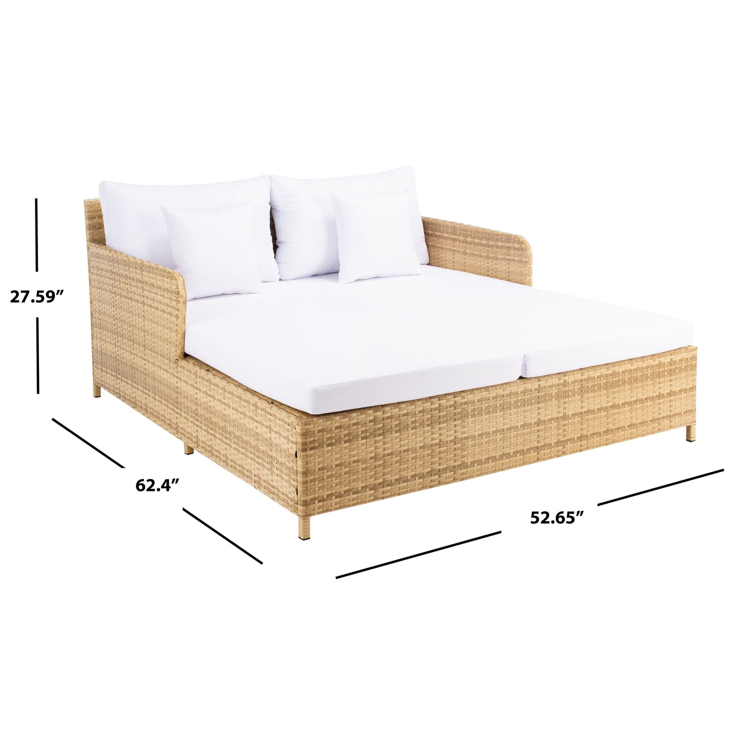SAFAVIEH Fauteuil de jardin en osier Taniyah avec coussins - 135L x 71P x 157H (cm)