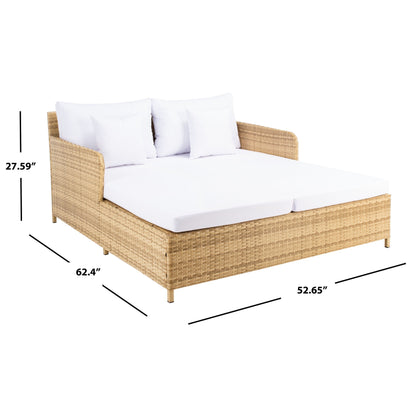 SAFAVIEH Fauteuil de jardin en osier Taniyah avec coussins - 135L x 71P x 157H (cm)