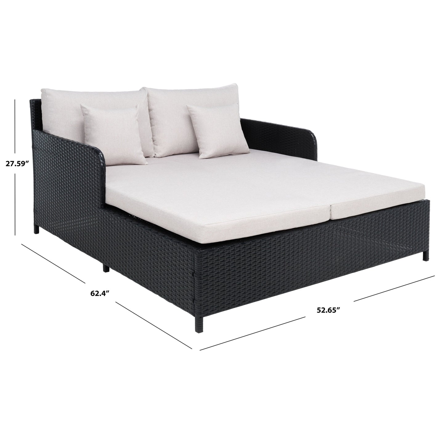 SAFAVIEH Fauteuil de jardin en osier Taniyah avec coussins - 135L x 71P x 157H (cm)