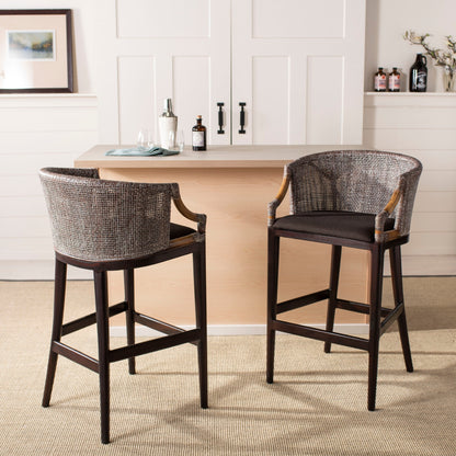 Tabouret de bar en rotin Virona de SAFAVIEH, 76 cm - 56,5 L x 52,1 l x 99,1 H - 56,5Lx52,1Lx99,1H