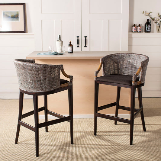Tabouret de bar en rotin Virona de SAFAVIEH, 76 cm - 56,5 L x 52,1 l x 99,1 H - 56,5Lx52,1Lx99,1H