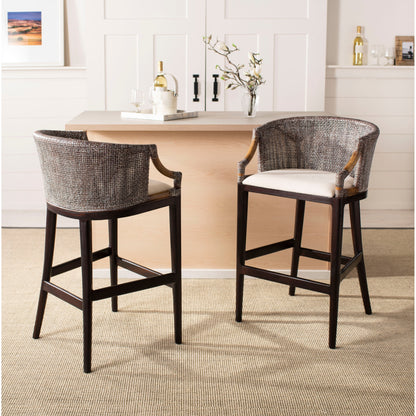 Tabouret de bar en rotin Virona de SAFAVIEH, 76 cm - 56,5 L x 52,1 l x 99,1 H - 56,5Lx52,1Lx99,1H
