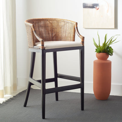 Tabouret de bar en rotin Virona de SAFAVIEH, 76 cm - 56,5 L x 52,1 l x 99,1 H - 56,5Lx52,1Lx99,1H