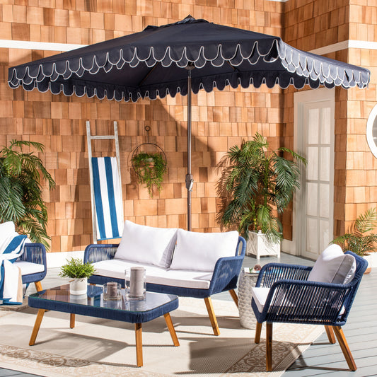 Parasol d'extérieur rectangulaire Zariah de SAFAVIEH, 6'x10', avec liseré
