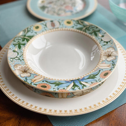 Service de table en porcelaine fine Morris Garden de STP Goods, lot de 24 pièces pour 6 personnes