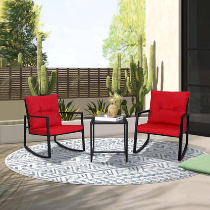Ensemble de bistro à balançoire de patio extérieur SUNCROWN en métal noir, 3 pièces