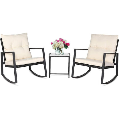 Ensemble de bistro à balançoire de patio extérieur SUNCROWN en métal noir, 3 pièces