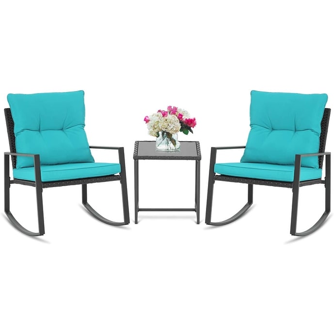 Ensemble de bistro à balançoire de patio extérieur SUNCROWN en métal noir, 3 pièces