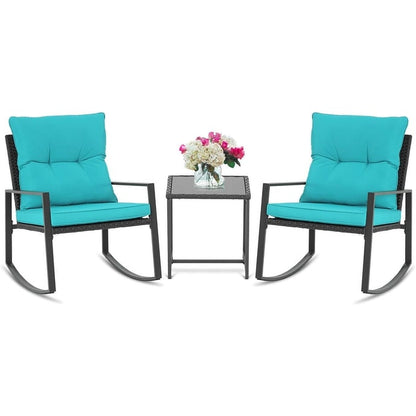 Ensemble de bistro à balançoire de patio extérieur SUNCROWN en métal noir, 3 pièces