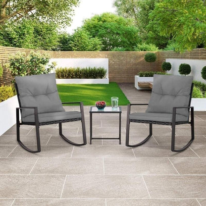 Ensemble de bistro à balançoire de patio extérieur SUNCROWN en métal noir, 3 pièces
