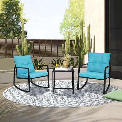 Ensemble de bistro à balançoire de patio extérieur SUNCROWN en métal noir, 3 pièces