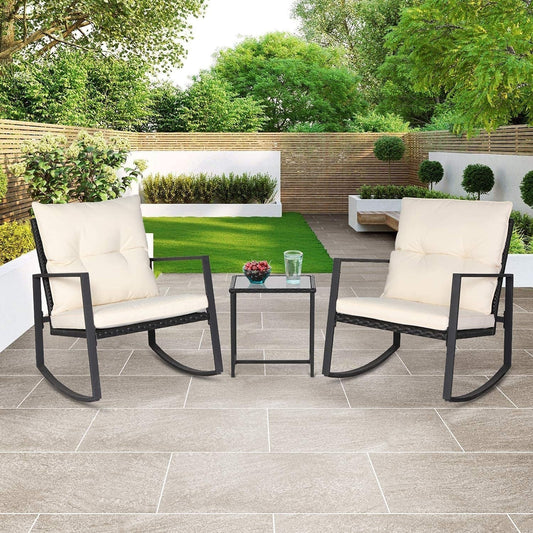 Ensemble de bistro à balançoire de patio extérieur SUNCROWN en métal noir, 3 pièces