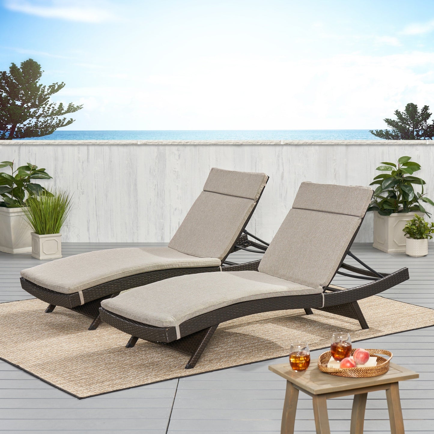 Ensemble de coussins d'extérieur Salem pour chaise longue - Coussins uniquement (lot de 2) par Christopher Knight Home - 79,25L x 27,50l x 1,50h