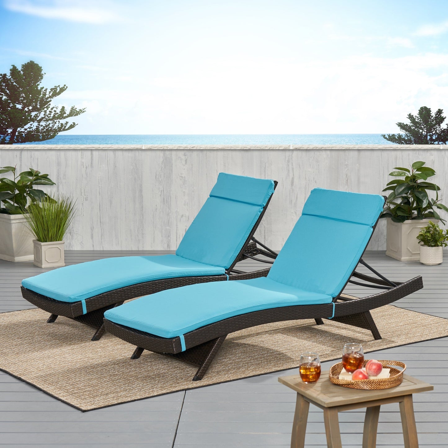 Ensemble de coussins d'extérieur Salem pour chaise longue - Coussins uniquement (lot de 2) par Christopher Knight Home - 79,25L x 27,50l x 1,50h