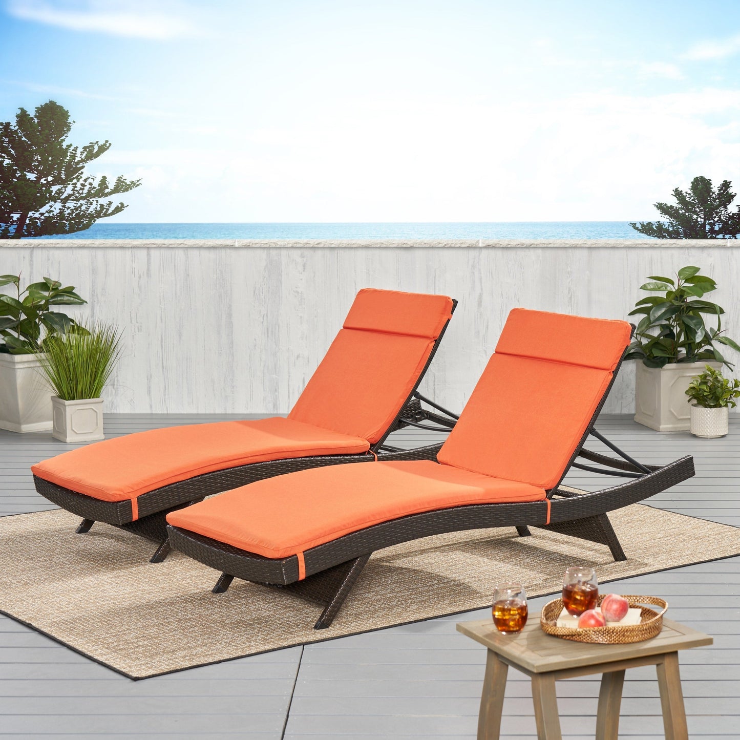 Ensemble de coussins d'extérieur Salem pour chaise longue - Coussins uniquement (lot de 2) par Christopher Knight Home - 79,25L x 27,50l x 1,50h