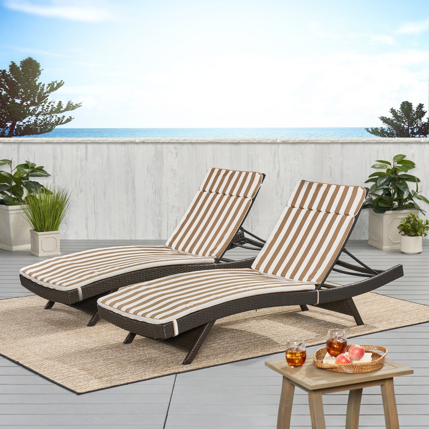 Ensemble de coussins d'extérieur Salem pour chaise longue - Coussins uniquement (lot de 2) par Christopher Knight Home - 79,25L x 27,50l x 1,50h