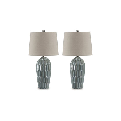 Lampe de table bleue Hadbury de Signature Design by Ashley (lot de 2) - 14 L x 14 P x 26,75 H (cm)