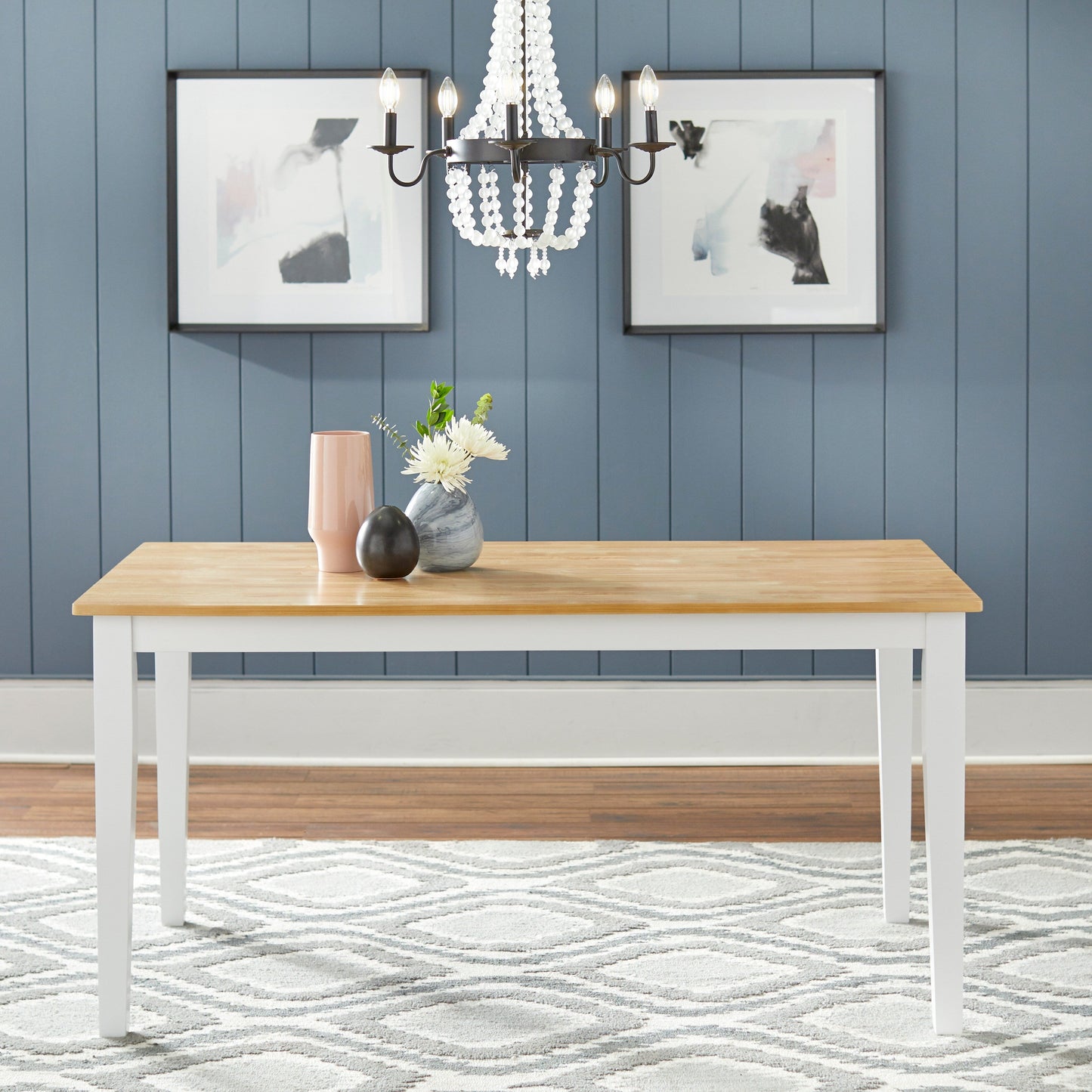 Ensemble de salle à manger 7 pièces Simple Living Crossback blanc/naturel