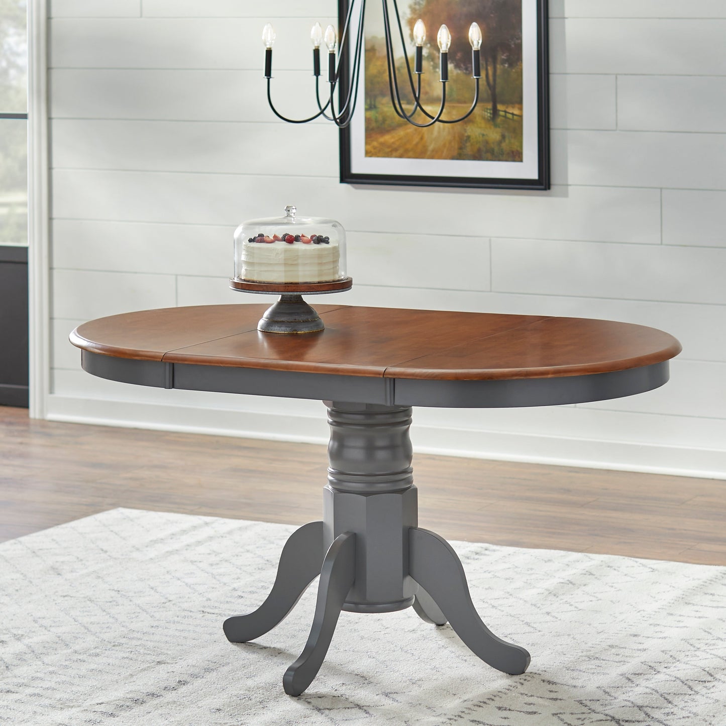 Ensemble de salle à manger Simple Living Carolina 5 pièces en bois massif de style farmhouse avec rallonge