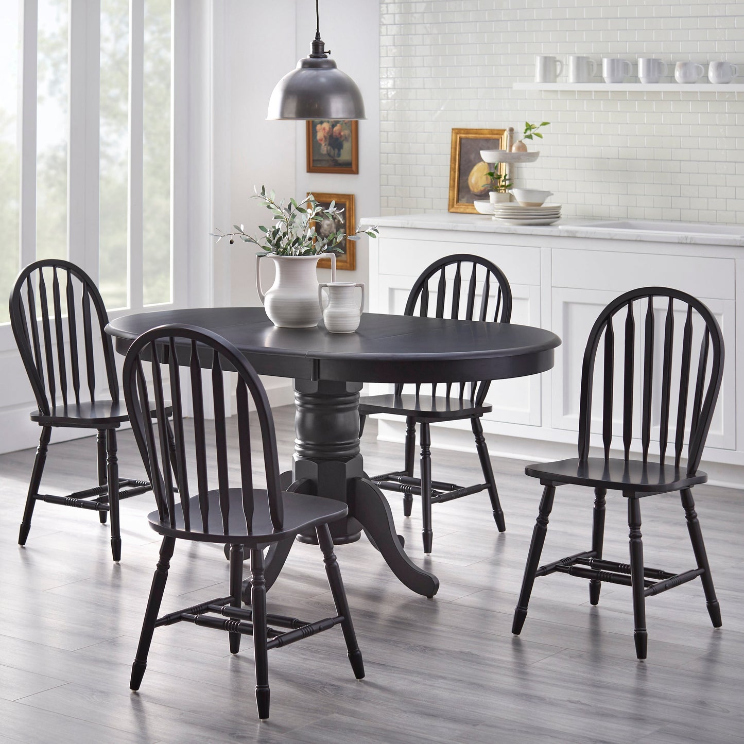 Ensemble de salle à manger Simple Living Carolina 5 pièces en bois massif de style farmhouse avec rallonge