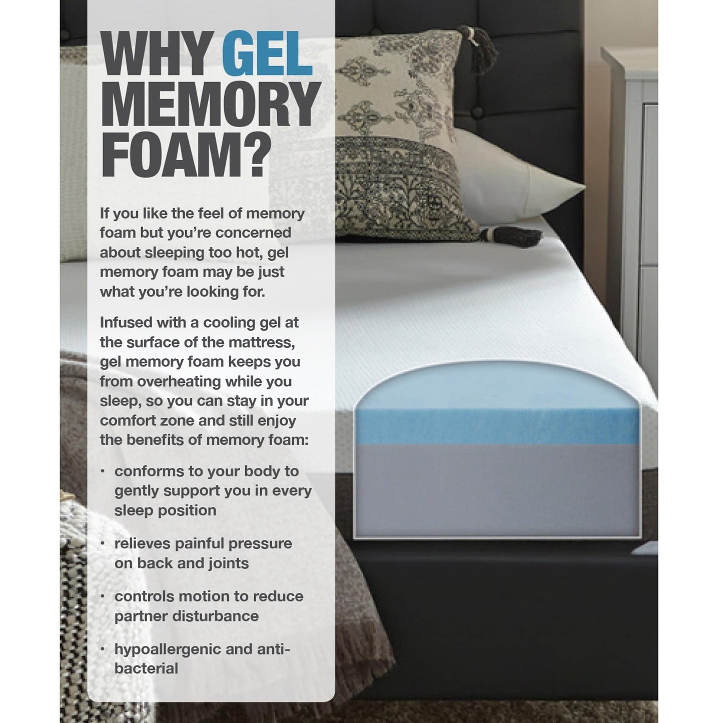 Matelas en mousse à mémoire de forme au gel de 30 cm (12 pouces) Slumber Solutions Essentials