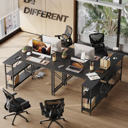 Bureau en forme de L avec étagères de rangement, bureau d'ordinateur d'angle.
