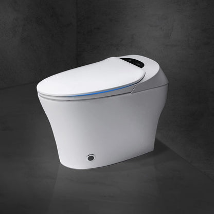 Toilettes intelligentes, toilettes-bidet monobloc pour salles de bain, toilettes modernes allongées avec eau chaude, double chasse d'eau automatique, fonctionnement par capteur de pied.