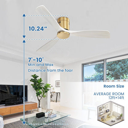 Ventilateur de plafond Sofucor à montage encastré de 52 pouces avec télécommande, moteur réversible, éclairage intégré en option.