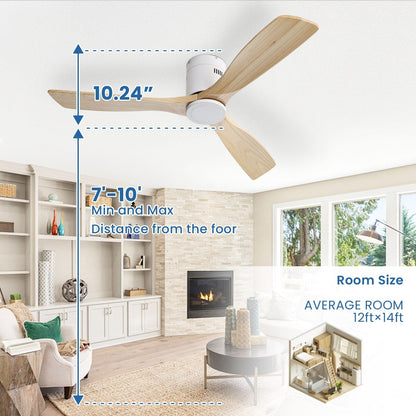 Ventilateur de plafond Sofucor à montage encastré de 52 pouces avec télécommande, moteur réversible, éclairage intégré en option.