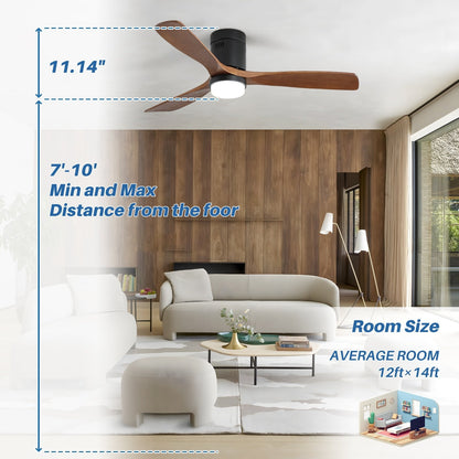 Ventilateur de plafond Sofucor à montage encastré de 52 pouces avec télécommande, moteur réversible, éclairage intégré en option.