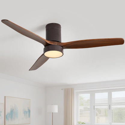 Ventilateur de plafond Sofucor à montage encastré de 52 pouces avec télécommande, moteur réversible, éclairage intégré en option.