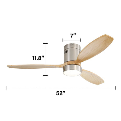 Ventilateur de plafond Sofucor à montage encastré de 52 pouces avec télécommande, moteur réversible, éclairage intégré en option.