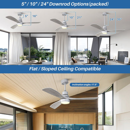 Ventilateur de plafond intérieur en bois Sofucor 52 avec télécommande, éclairage intégré en option.