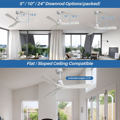 Ventilateur de plafond intérieur en bois Sofucor 52 avec télécommande, éclairage intégré en option.