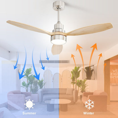 Ventilateur de plafond intérieur en bois Sofucor 52 avec télécommande, éclairage intégré en option.