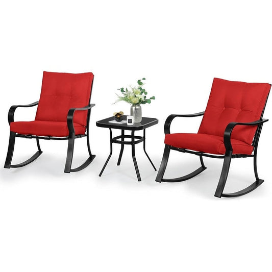 Ensemble de bistro extérieur Solaura composé de 3 chaises à bascule pour patio