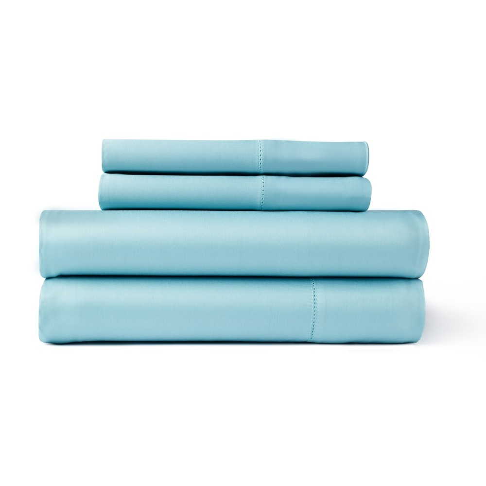 Jeu de draps en rayonne de bambou respirante, couleur unie, avec poches profondes.