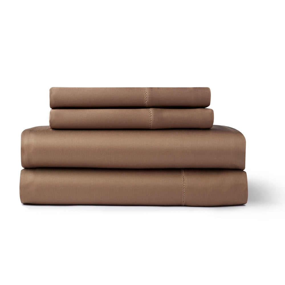 Jeu de draps en rayonne de bambou respirante, couleur unie, avec poches profondes.