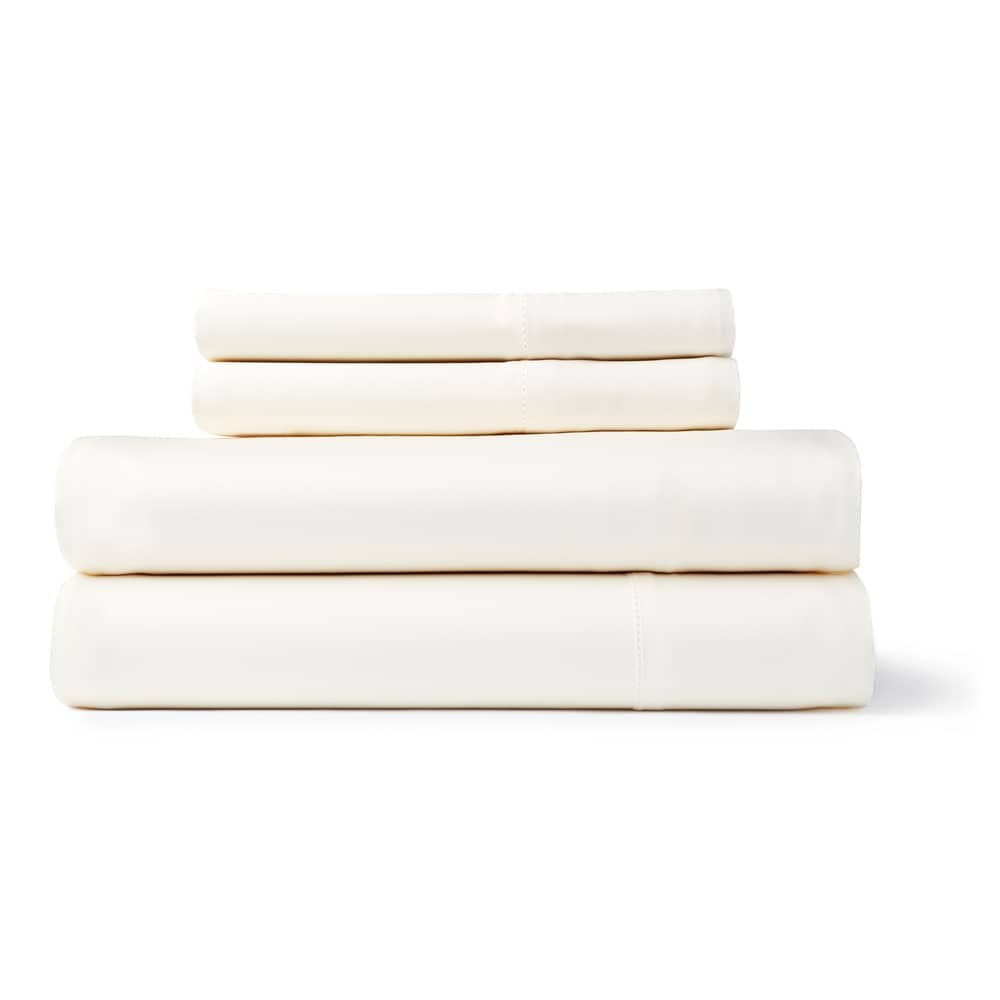 Jeu de draps en rayonne de bambou respirante, couleur unie, avec poches profondes.