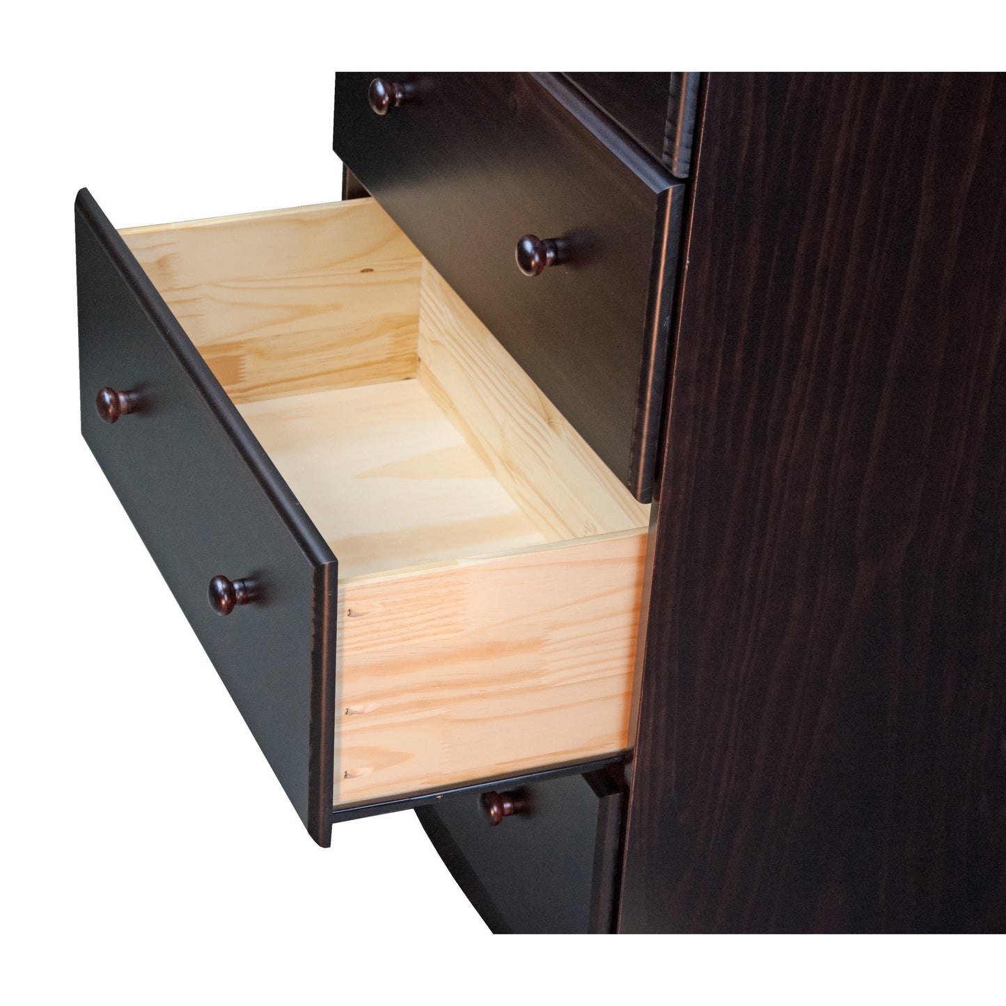 Palace Imports Coffre à 5 grands tiroirs en bois massif 100 %, avec serrure et poignées en métal ou en bois