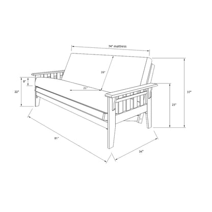 Ensemble futon Somette Tucson taille standard en noyer rustique avec matelas