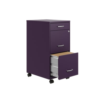 Armoire à dossiers métallique Space Solutions à 3 tiroirs, profondeur de 18 pouces
