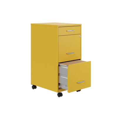Armoire à dossiers métallique Space Solutions à 3 tiroirs, profondeur de 18 pouces