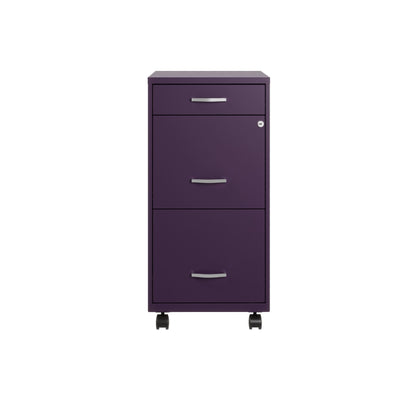 Armoire à dossiers métallique Space Solutions à 3 tiroirs, profondeur de 18 pouces